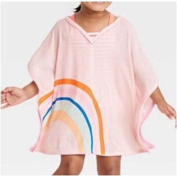 Cat & Jack Toddler Girl’s Rainbow Beach Cover Up Dress Pink Size 4T-5T - Picture 2 of 6